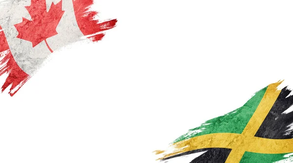 Banderas de Canadá y Jamaica sobre fondo blanco —  Fotos de Stock
